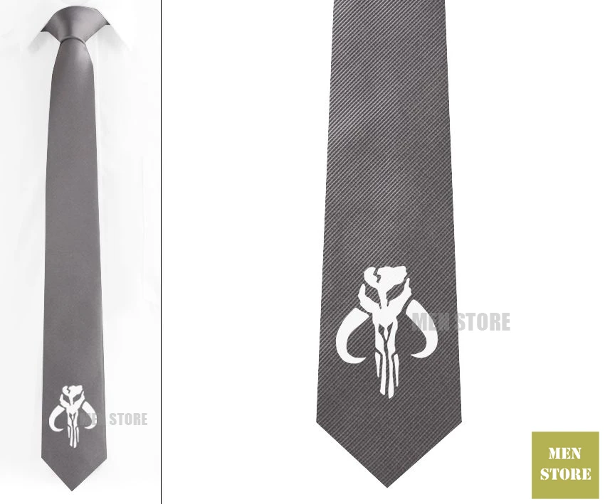 Mandalorian Boba Fett Symbol mężczyźni żakardowe tkane Skinny wąskie 2.3 "krawat 6 cm Neckwear Wedding Party Groom Tie spinki LK045M