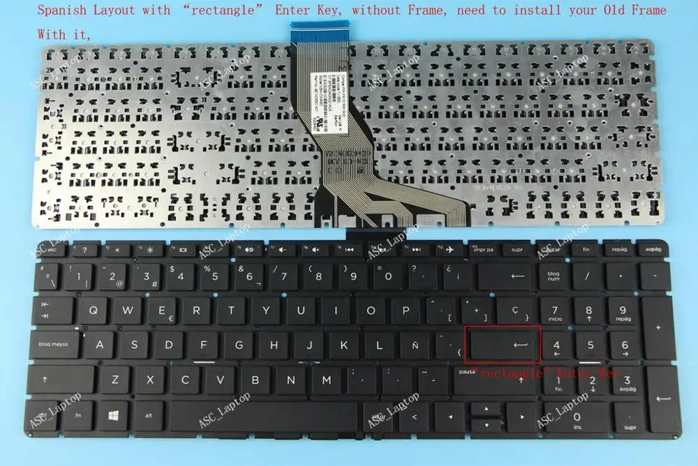 جديد الإسبانية Teclado لوحة مفاتيح إتش بي 15-bs036la 15-bs037la 15-bs038la 15-bs039la 15-bs044la 15-bs045la 15-bs046la اسود لا الإطار