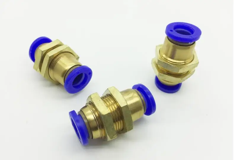 5pcs Pneumatic components PM-4 PM-6 PM-8 PM-10 PM-12 Bulkhead Union Brass Quick Fitting