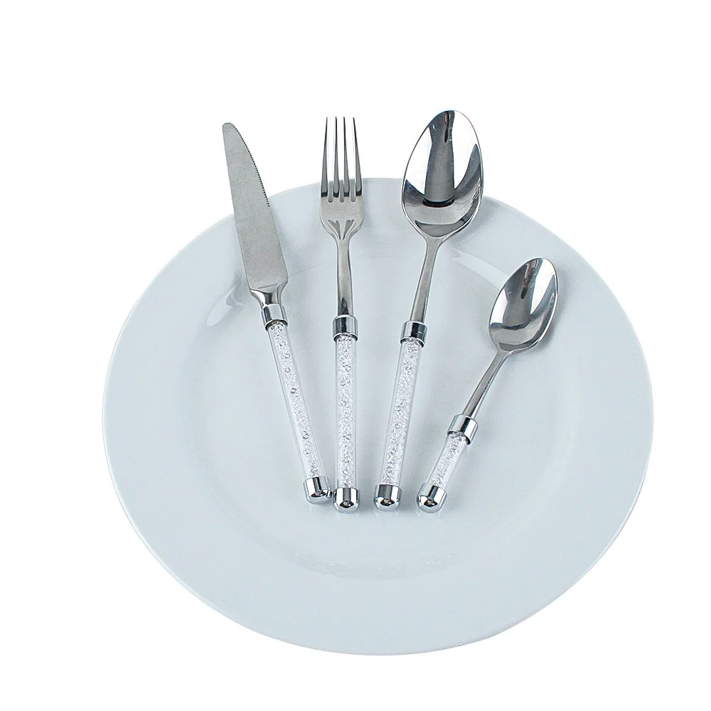 

Stainless steel inlaid drill spade four sets of exquisite tableware knives and forks creative cake spade knife and spade c