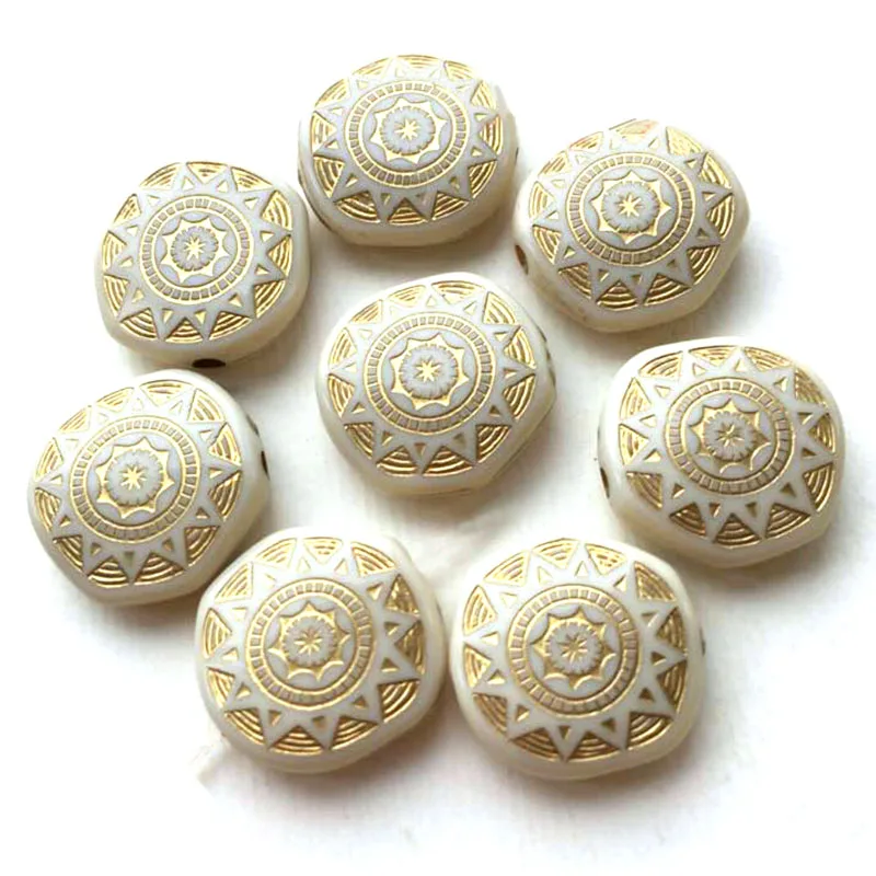 Wholesale 6x18mm Acrylic Flat Round Shape Star Pattern Plastic Antique Design Beads For Diy Jewelry Making Accessories