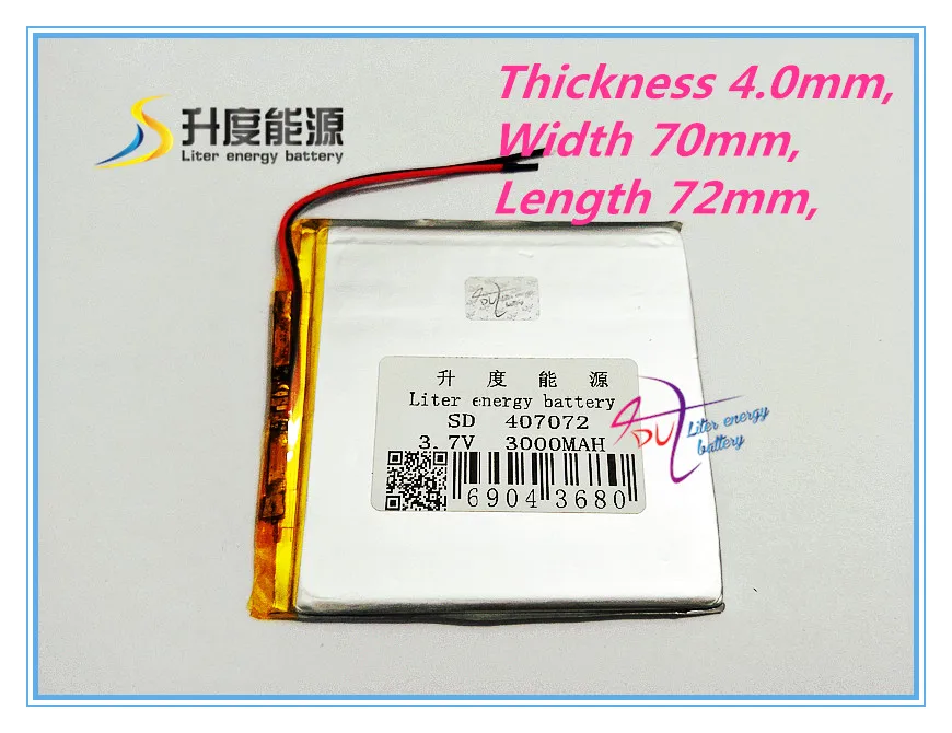 

The tablet battery 3.7V lithium battery, 407072 3000MAH 407070 milliampere patriot M608 M60 patriot p726 battery