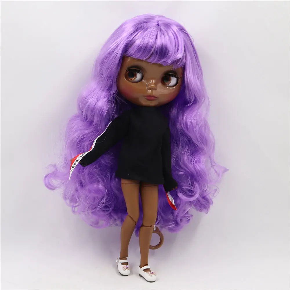 ICY DBS Blyth doll 1/6 bjd Super dark joint body black smooth face purple hair. No.BL7216