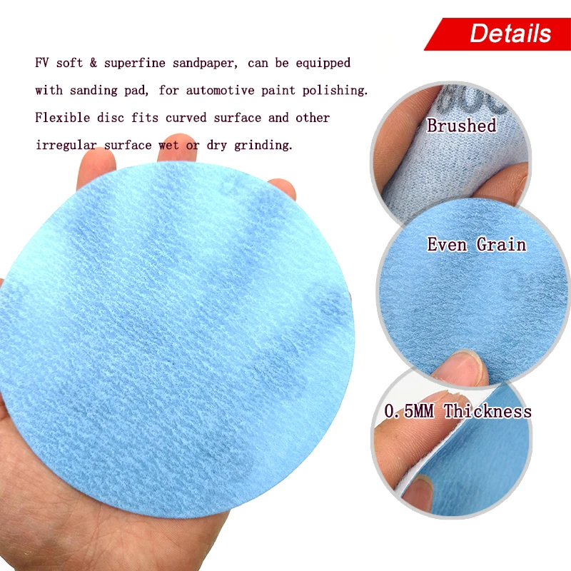 10PCS 5 Inch FV Superfine Film Sanding Disc Soft Waterproof Sandpaper 600 to 5000 Grits for Wet/Dry Automotive Paint Sanding