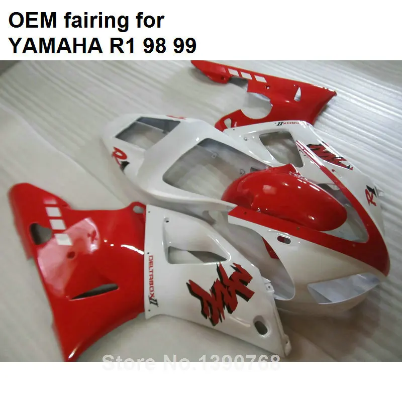 Injection molding free customize fairing kit for Yamaha YZF R1 1998 1999 white red fairings set YZFR1 98 99 CN12