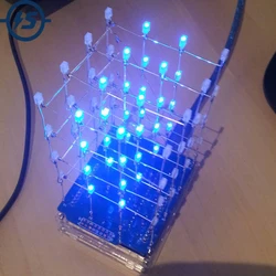 4X4X4 Blu HA CONDOTTO Cubo di Luce Kit 3D LED Kit FAI DA TE Suite di Elettronica per Arduino Articoli Elettronica Smart, smartwatch, bracciali smart fitness Led cube Kit