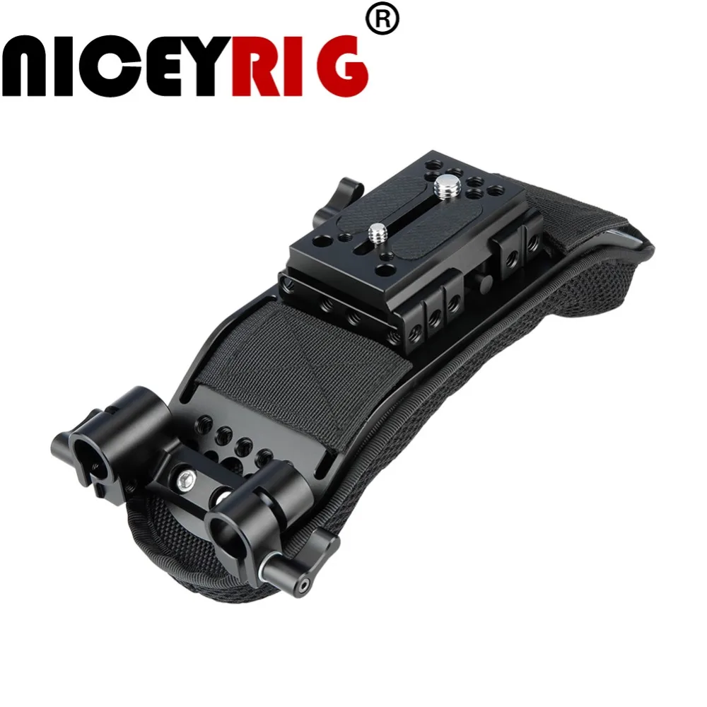 

NICEYRIG Shoulder Rig Pad with Quick Release Manfrotto Rail 1/4" 3/8" Screw 15mm Rod Clamp for DSLR Camera Rig Cage Shoulder