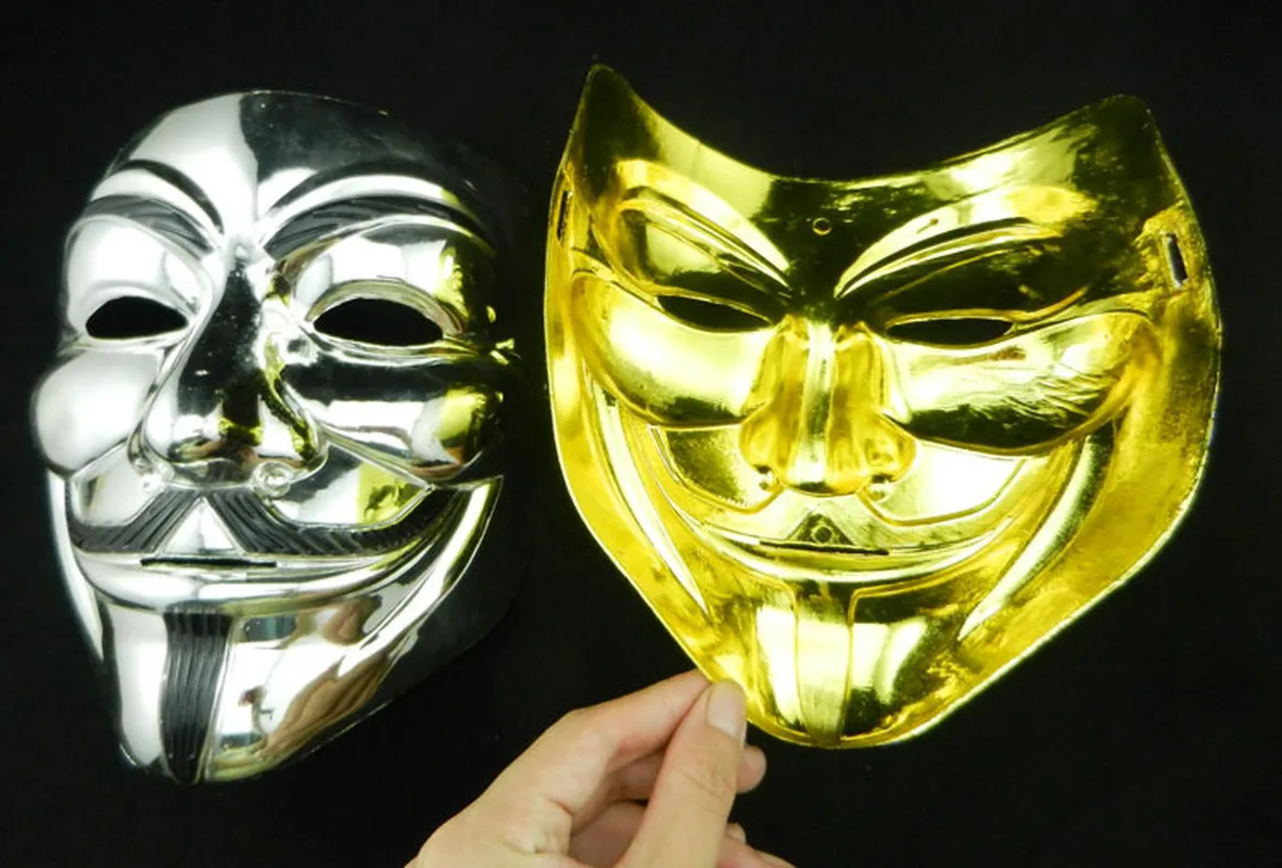 

1 Pcs Anonymous Guy Fawkes Fancy Plating Masks Dress Adult Costume Accessory New V for Vendetta Halloween Party Mask