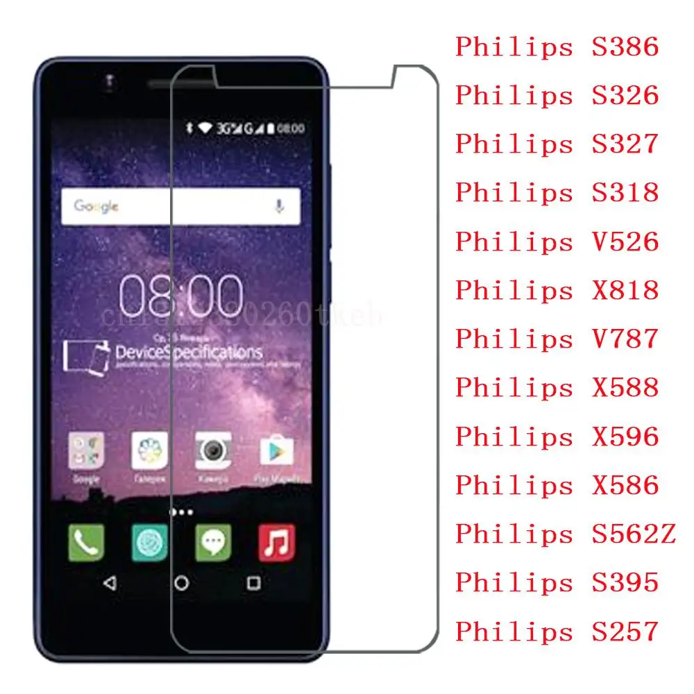 Tempered Glass For Philips Xenium S386 S326 S327 S318 V526 V787 S562Z S395 S257 Film Protector For Philips X818 X588 X596 X586