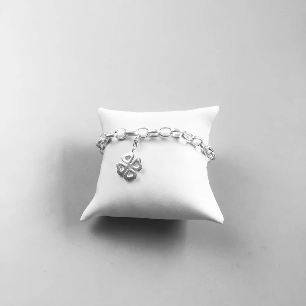 Four Leaf Clover Lucky Charms Pendant,Fashion Jewelry 925 Sterling Silver Trendy Gift For Women Men Fit Bracelet Necklace Bag