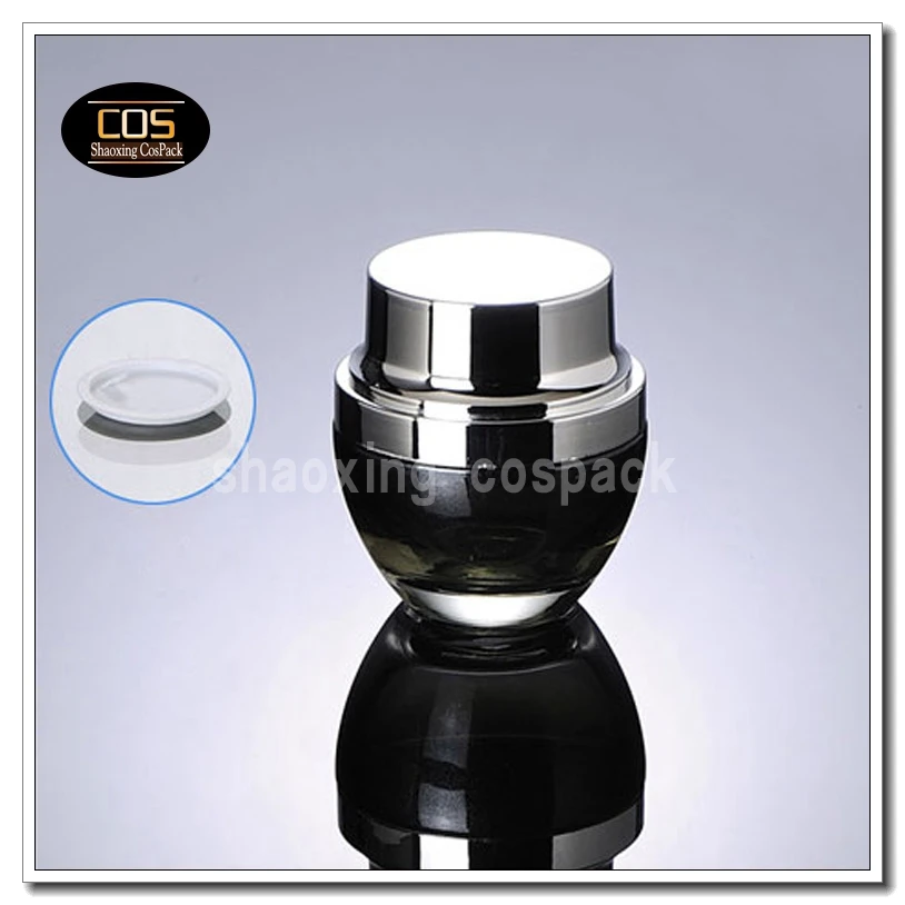 

30ml dark glass bottles packaging, 1oz empty black pearl cream glass jar with silver cap supplier