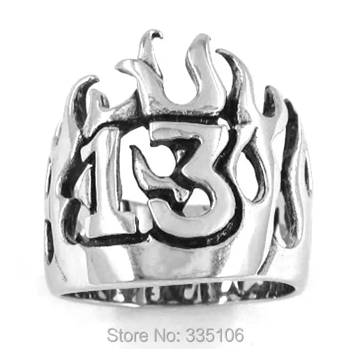 Free Shipping! Flame Number 13 Ring Motor Biker Ring Stainless Steel Jewelry Punk Crown Ring SWR0149