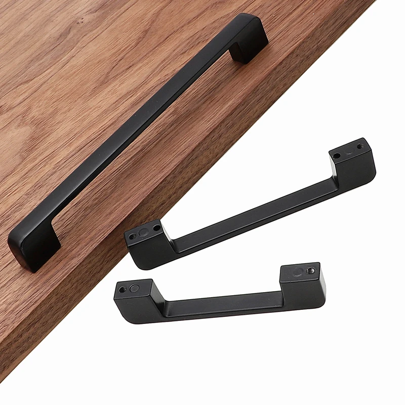 RUNBAZEF Black Cabinet Handle  Square Furniture Hardware Aluminum Alloy Kitchen Door Knobs Cupboard Wardrobe Drawer Pulls