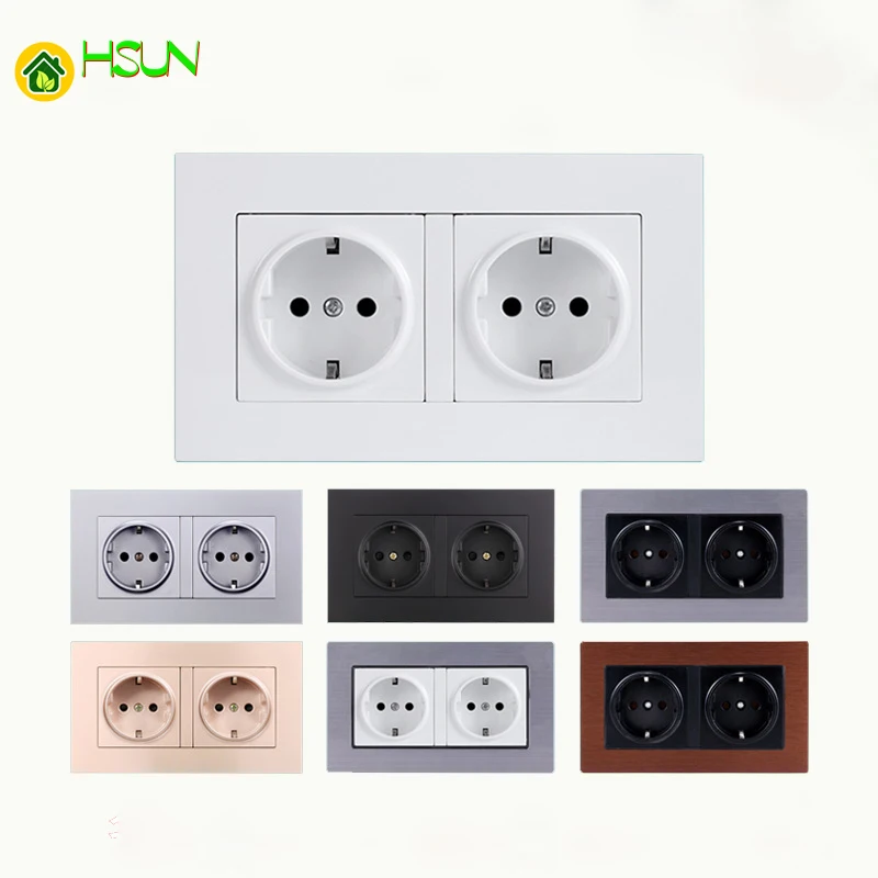 

146 Type German style Socket 4 hole panel Wall Power Supply European regulations white Coffee Stainless steel Champagne