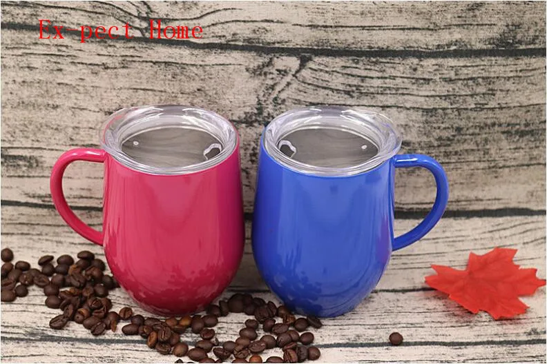 Stainless Steel Egg Coffee Mug 12oz Vacuum Drop-shaped Eggshell Mug