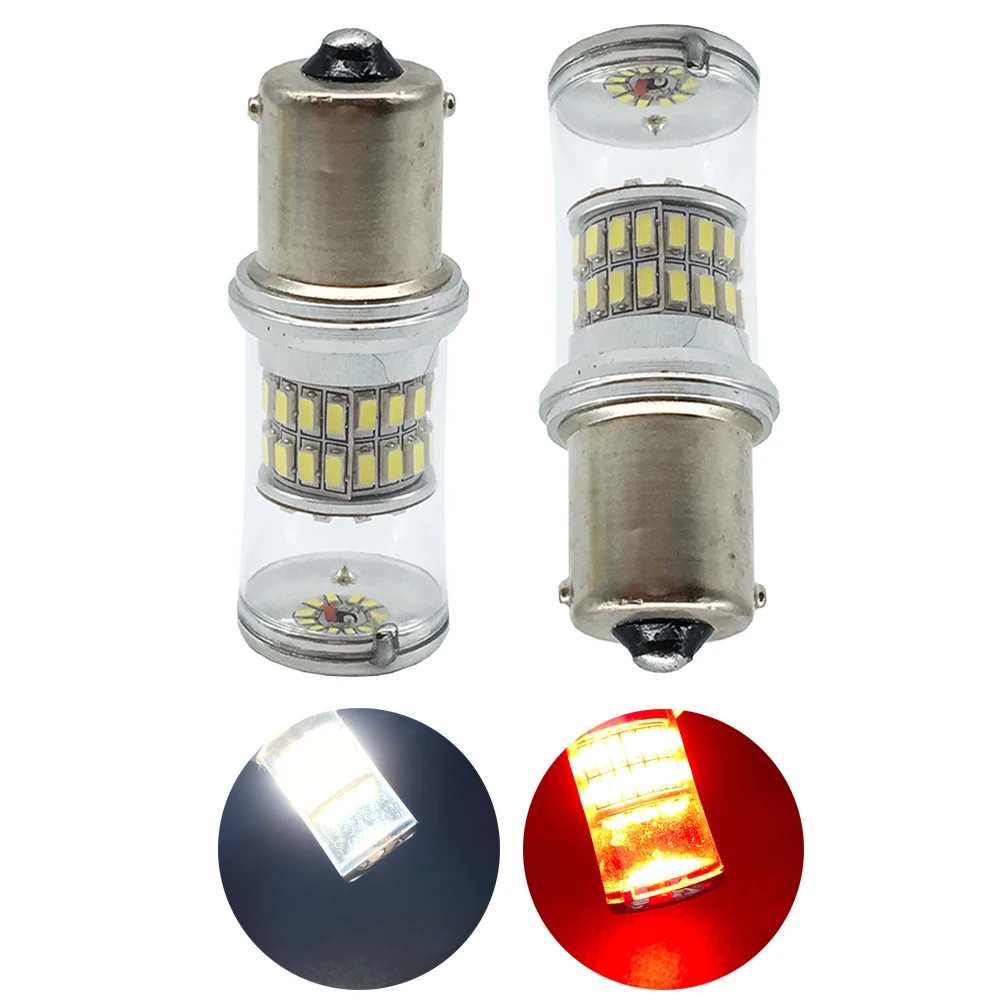 2X Super Bright 1156 BA15S 1157 BAY15D 3014 48 SMD P21/5W Auto LED Bulb Turn Led Signal Brake Leds light Lamps White Red DC 12V