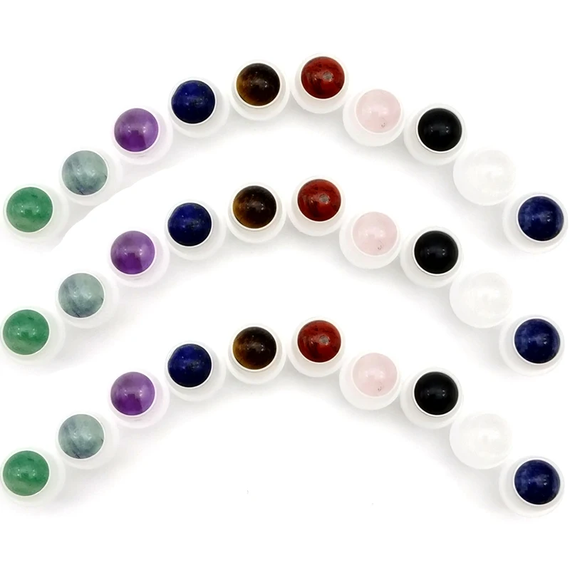 20pcs Natural Gemstone Roller Ball Fit 5ml 10ml Thick Glass Perfume Essential Oil Roll On Bottles