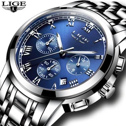 2023 Men Watch Luxury Top Brand LIGE Sport Chronograph Watches Mens Waterproof Full Steel Quartz Clock Watches Relogio Masculino