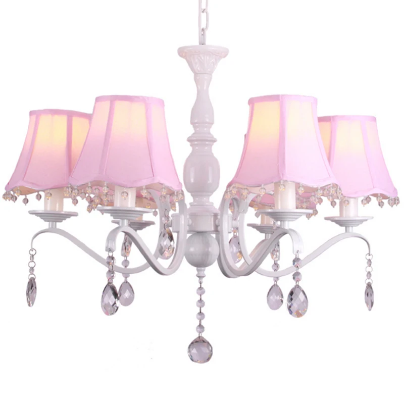 Imagem -06 - Americano Lustre Quarto das Crianças da Menina da Princesa Rosa de Pano Simples Europeu Quarto Mediterrâneo Ferro Lustres de Cristal da Lâmpada Luminária para Decoração Lustre Quarto Menino Luminária Led Infantil