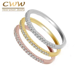 CWWZircons 3 Tones Color High Quality Micro Pave CZ OL Brand Jewelry Fashion Cubic Zirconia Engagement Ring for Women R094