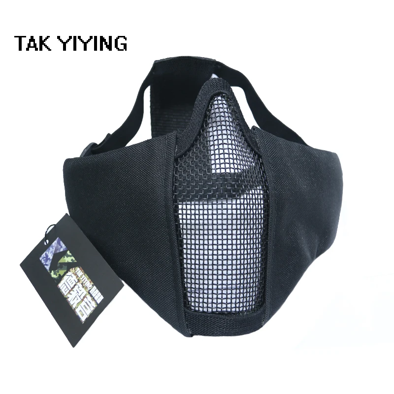 TAK YIYING Airsoft Mask Half Lower Face Metal Steel Net Mesh Mask Hunting Tactical Protective CS Half Face Mask