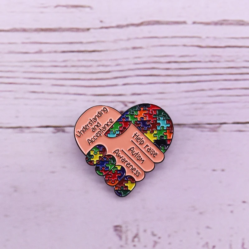 understanding and acceptance help raise autism awareness enamel pin badge