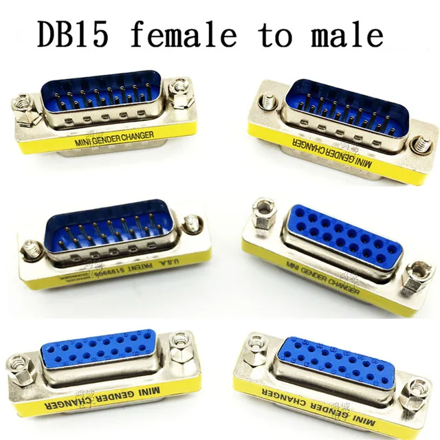 1pcs DB15 female to male MINI Gender Changer adapter RS232 Com D-Sub to Male Female VGA plug connector 15pin