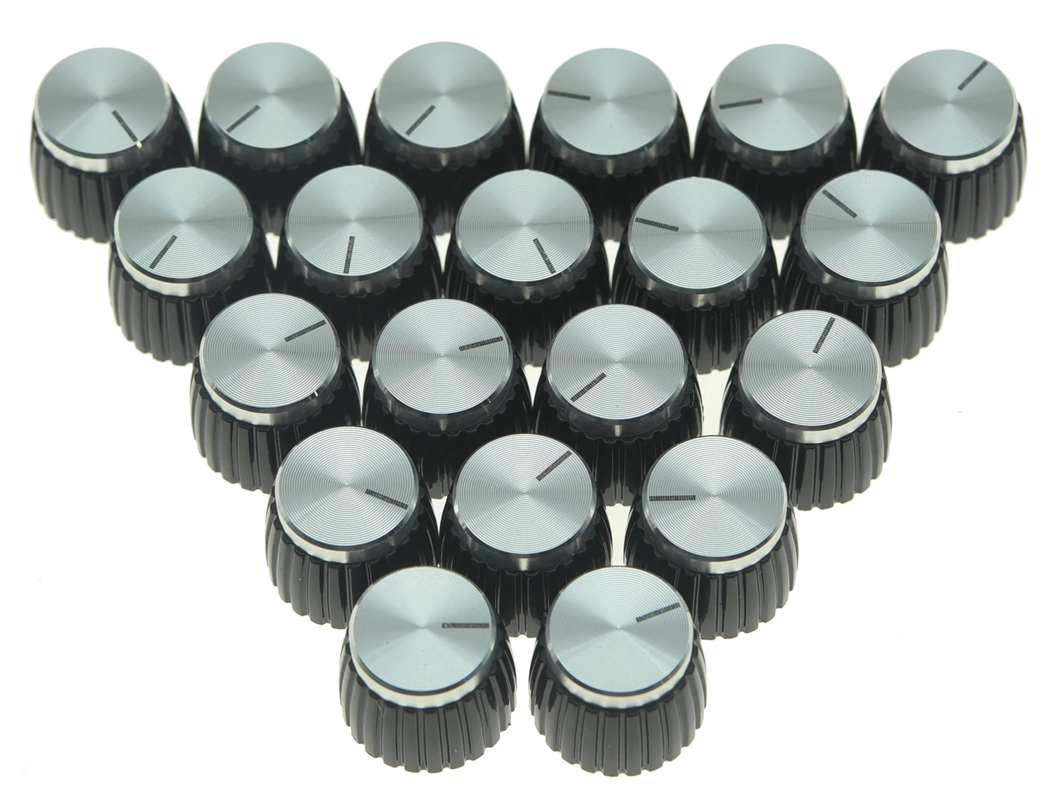 KAISH Pack of 20 Guitar Amplifier Knobs Black/Silver Cap Push On Knob fits Marshall