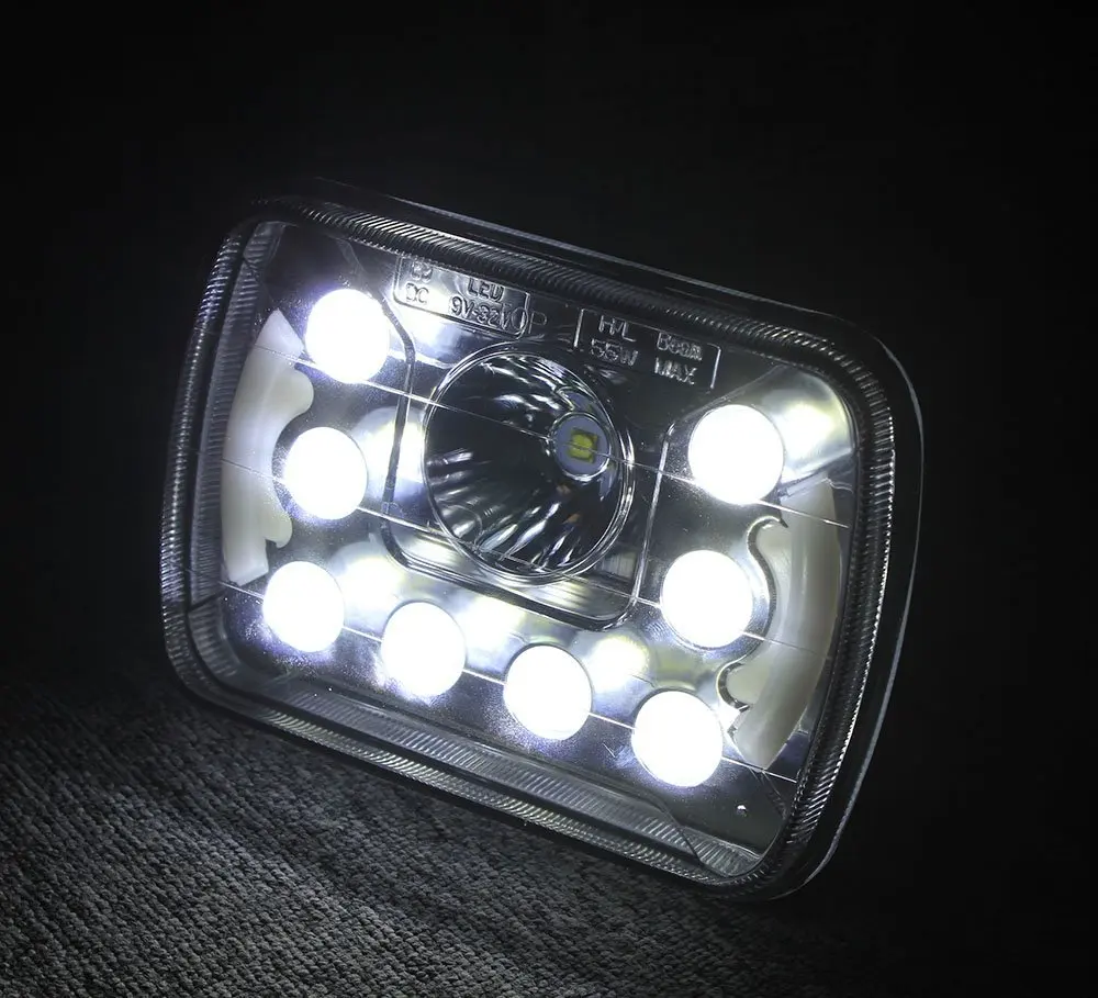 Promotion! Square 7 inch Led Headlight For Truck Tractor With white Angel Eyes 55W 5x7 truck Led Headlamp