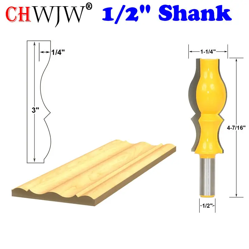 

1pc 1/2" Shank Large Reversible Crown Molding Router Bit Line knife Woodworking cutter Tenon Cutter for Woodworking Tools