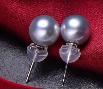 

free shipping >>>>noble jewelry charming luster 9mm south sea grey pearl earring