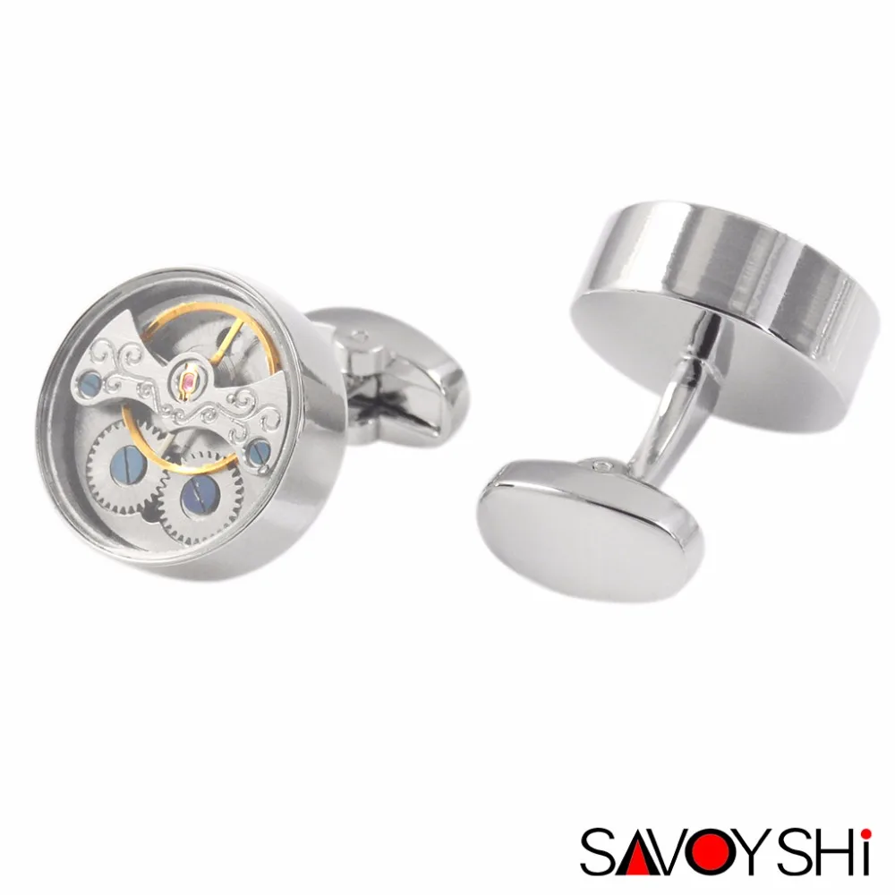 SAVOYSHI Functional Tourbillon Watch Cufflinks for Mens French Shirt Brand Cuff bottons Round Cuff link High Quality Men Jewelry