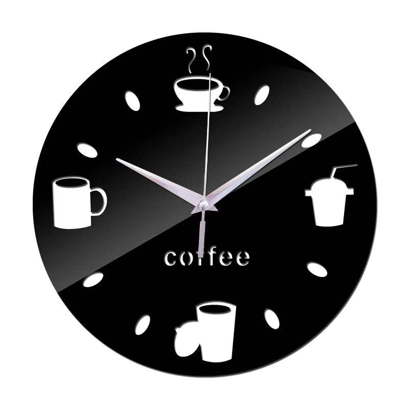 Wall Clocks Material Coffee Cups Home Decoration Sticker Brief Style DIY Single Face Needle Quartz Watches