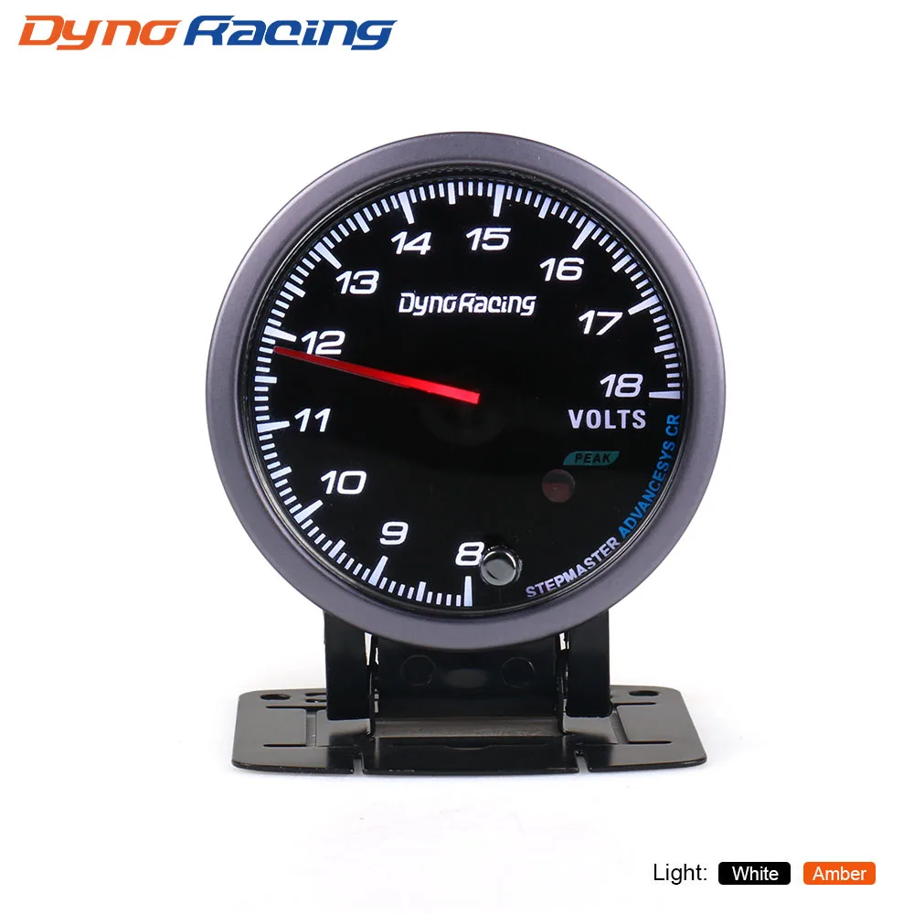 Dynoracing 60MM Voltage gauge Black Face Voltmeter with Amber & White Lighting 8-18V Car meter BX101483