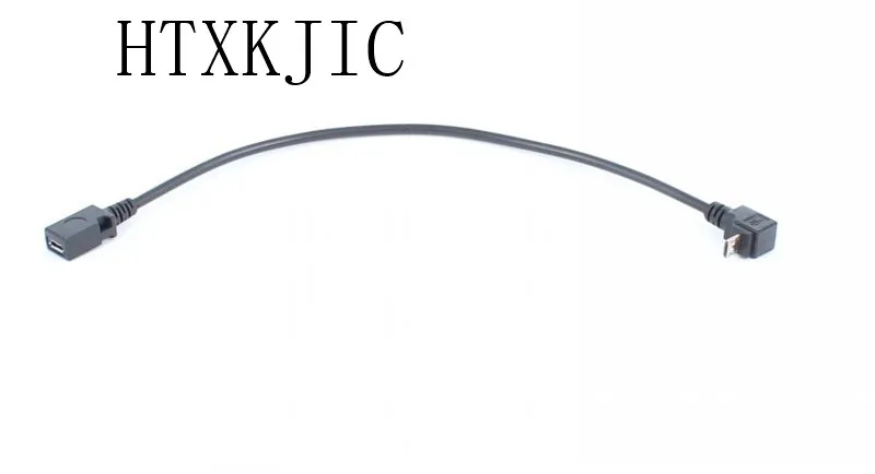 1 قطعة 90 درجة الكوع مايكرو ذكر إلى أنثى خط L نوع المصغّر usb ثورة أم كابل نقل بيانات الأسلاك النحاسية اليسار اليمين حتى أسفل