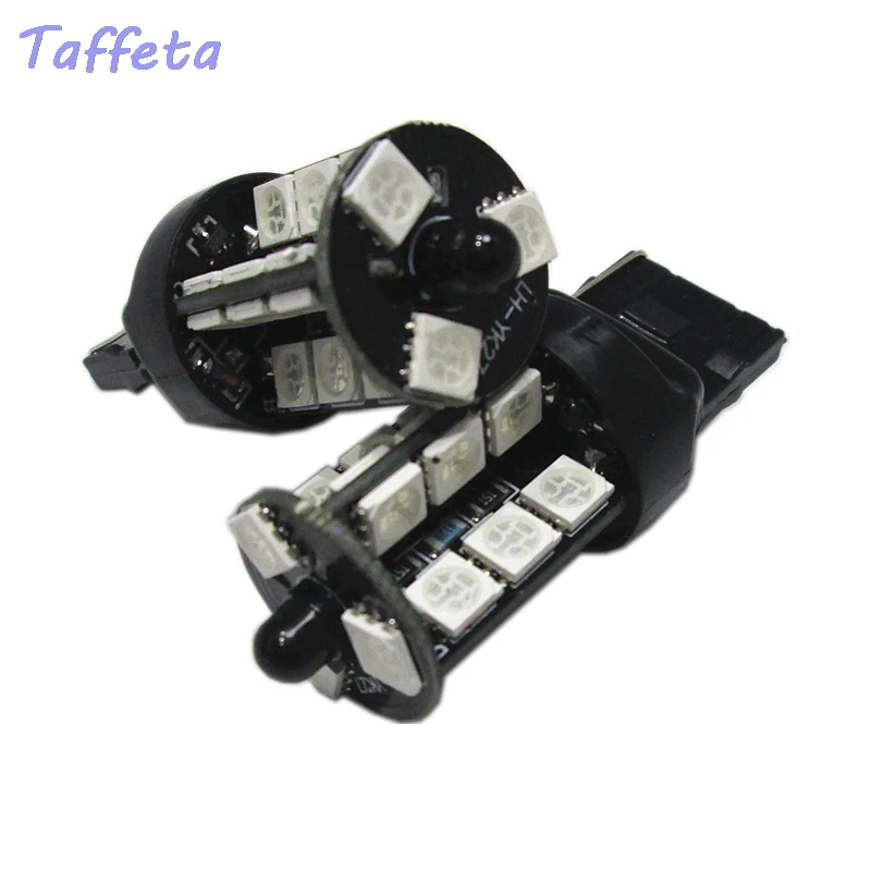 2PCS 12V T20 7440 27SMD 5050 Multi-Color RGB LED Replacement Turn Signal Light + Remote Control