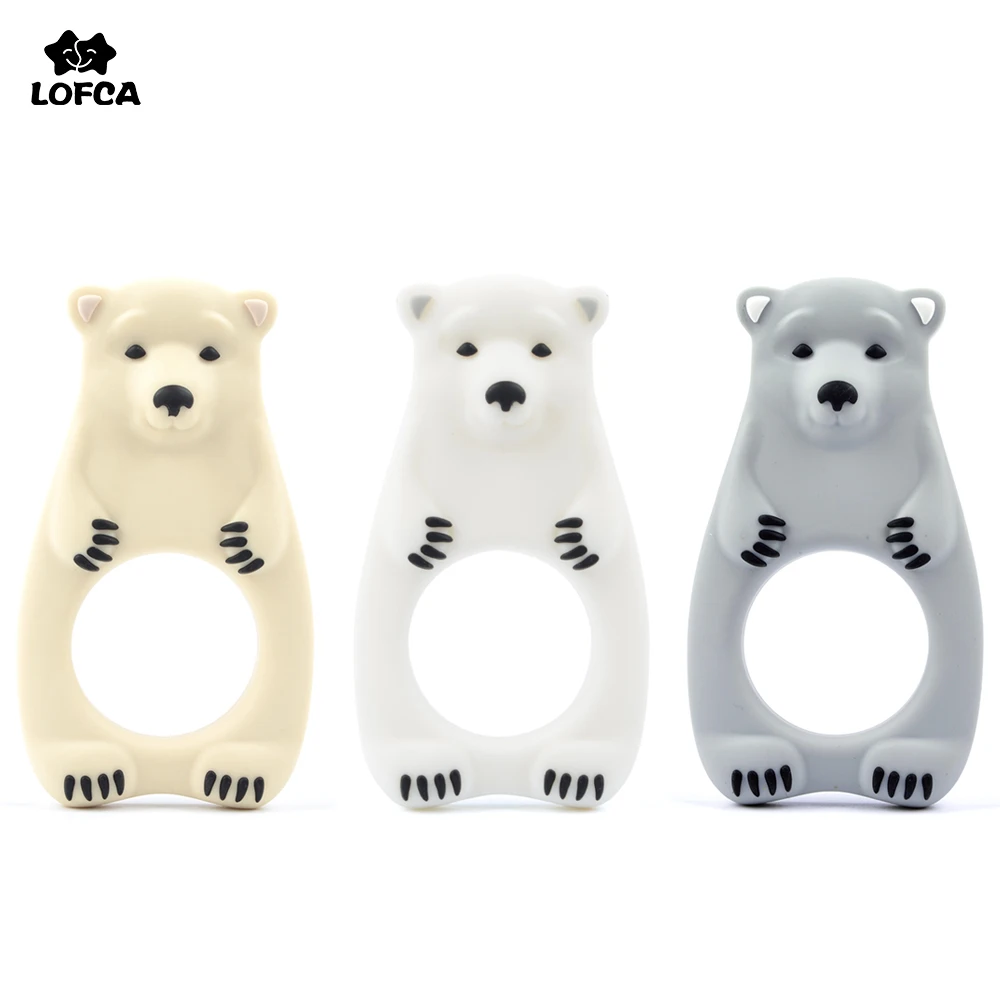 Urso polar silicone mordedor bpa livre bebê dentição brinquedo silicone mordedor pingente bebê cuidados orais chupeta clipes fazendo acessórios