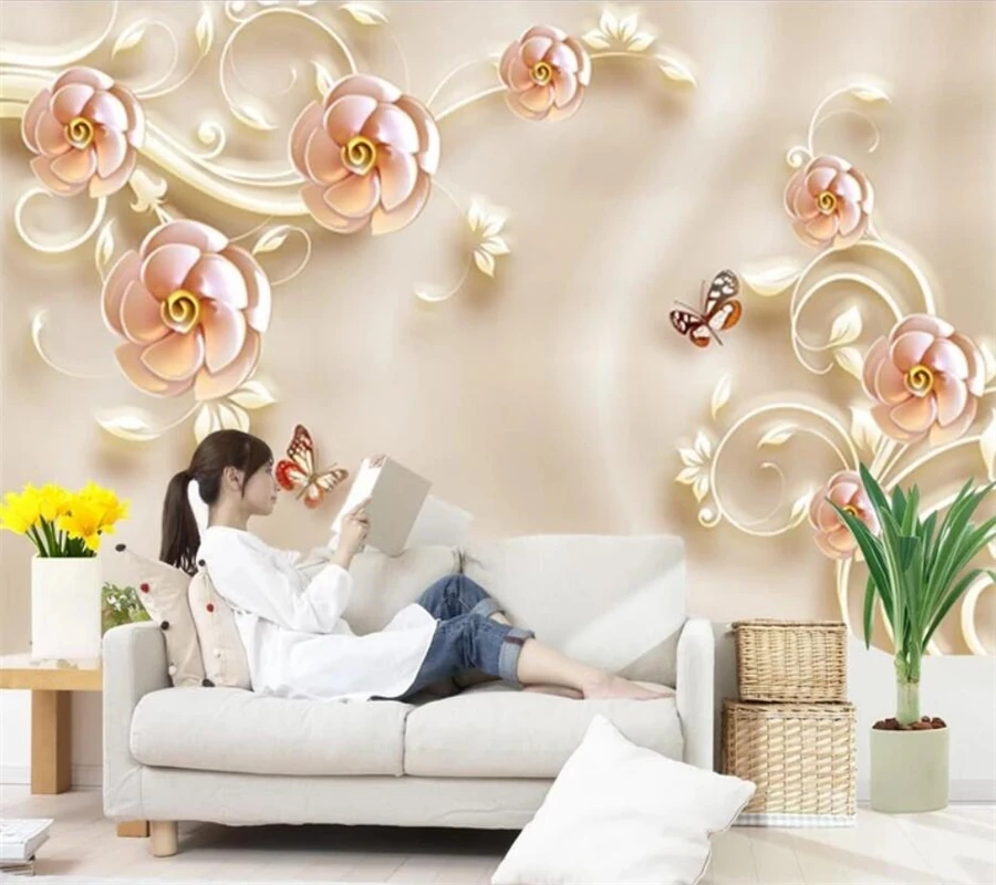 

Custom wallpaper 3d photo mural gold embossed rose living room bedroom decoration wall papers home decor papier peint wallpaper