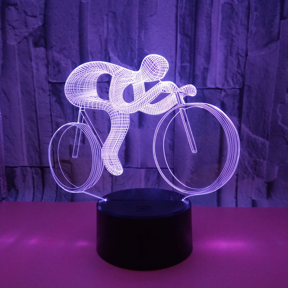 

New Bike 3d Nightlight Usb Power Led Light 7 Colorful Touch Visual Gift Led Night Light Novelty Usb Led Kids Room Light