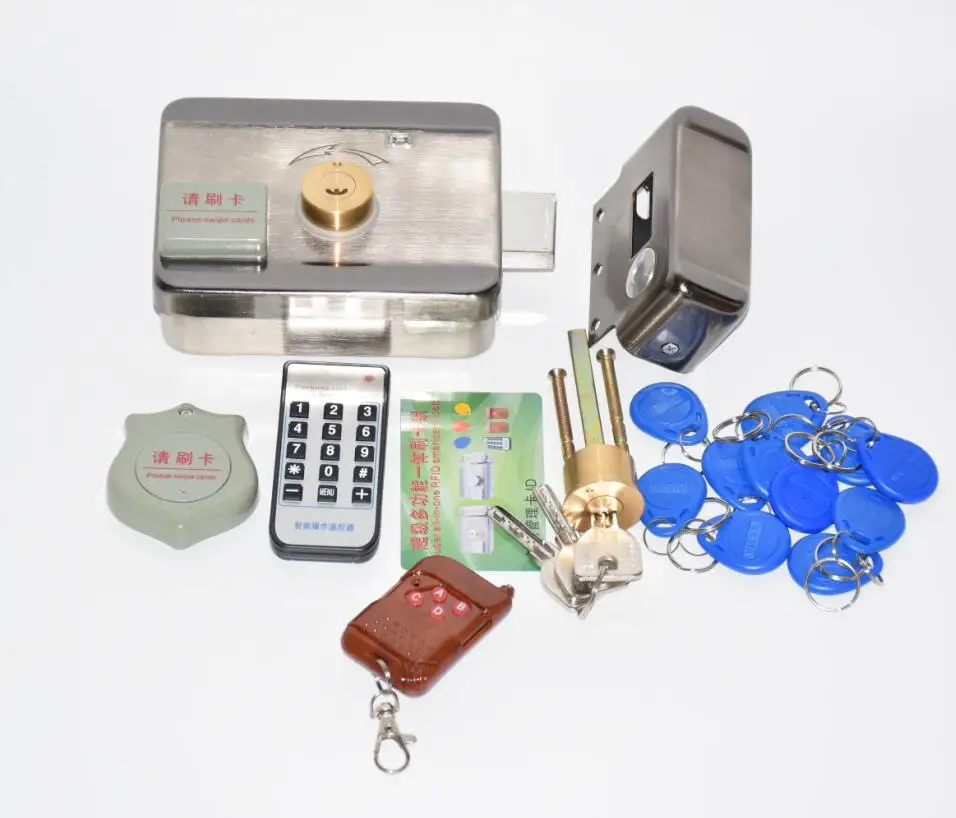 1 2 3 4 remote controls electronic lock kit DC12V integrated RFID card electronic gate door locks reading &rotating open