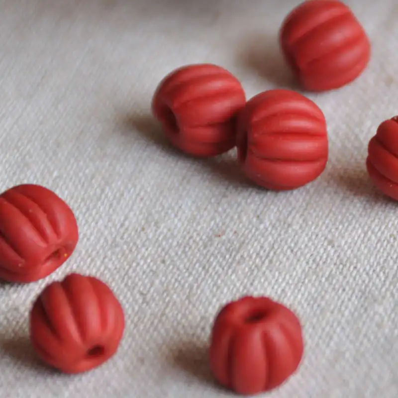 10Beads Nepal Hand Red Matted Lampwork Pumpkin Beads 10-12mm TSB0023