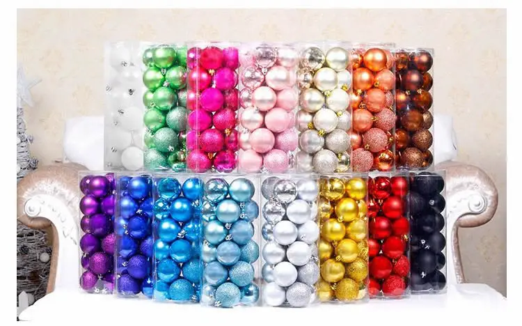 Neue 24 teile/los 8 cm Farbe Dekoration Ball Weihnachten Baum Hängen Ornamente Glänzende Flitter Ball Für Home House Bar party Decor – Detail 9