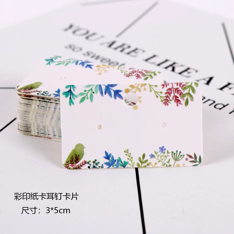 100pcs/lot Colorful Printed Earring Cards Packaging Jewelry Paper Earring Cards Display Holder Vintage Gift Card Customize logo