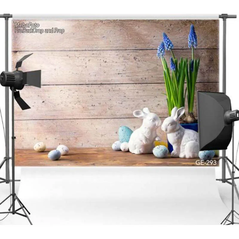 سعيد أرنب عيد الفصح الفينيل التصوير خلفية للطفل خشبية الطابق البوليستر خلفية للأطفال صور استوديو الدعائم GE-293
