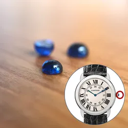 watch crown sapphire crystal (blue zircon) for Cartier Tank and Ronde automatic watch