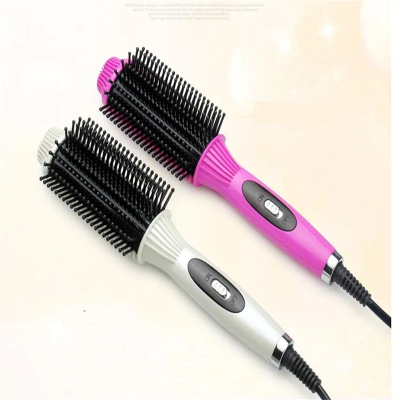 2 In 1 Electric Fast Heat Hair Straightener Comb Big Curling Roller Wave Brush Hairstyle Salon Simply Straighter Flat Iron Wand