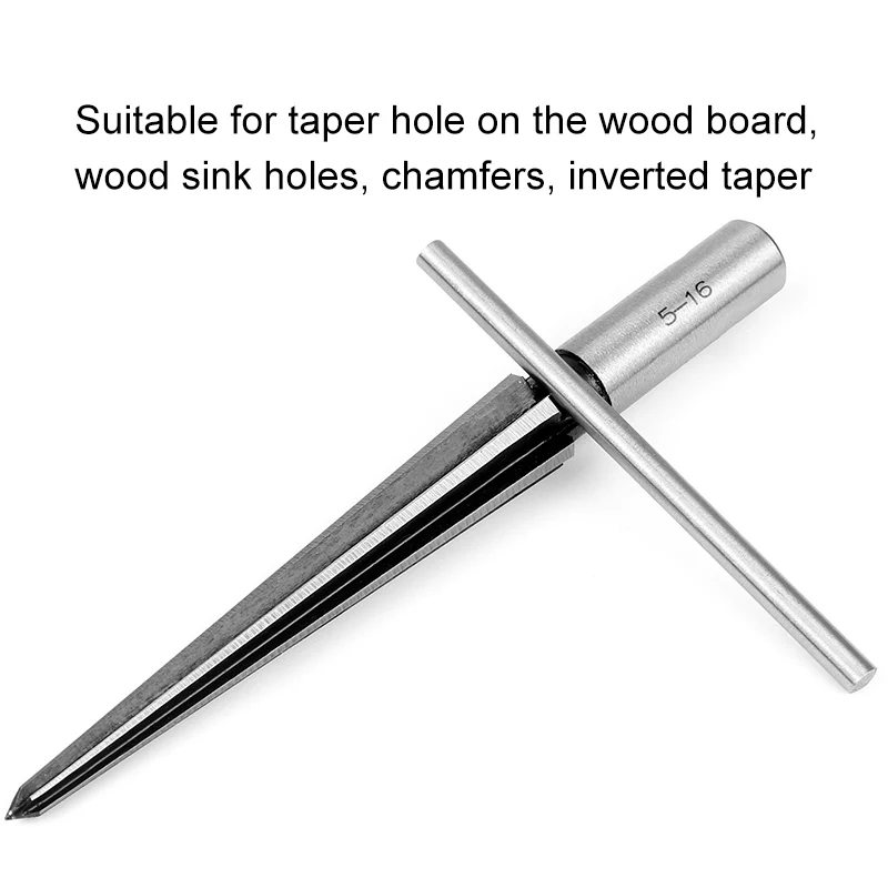 5mm - 16mm Bridge Pin Hole Hand Held Reamer T Handle Tapered 6 Fluted Chamfer Reaming Woodworker Cutting Tool Countersink drill