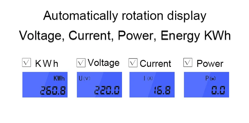 Backlit egységes Mozzanat Két vezeték LCD monitor Digitális kijelző wattmeter áram Bevégzés Energia Időmértékes verselés kwh Váltóáram 230V 50hz 110V 60hz Ricaj Karfa