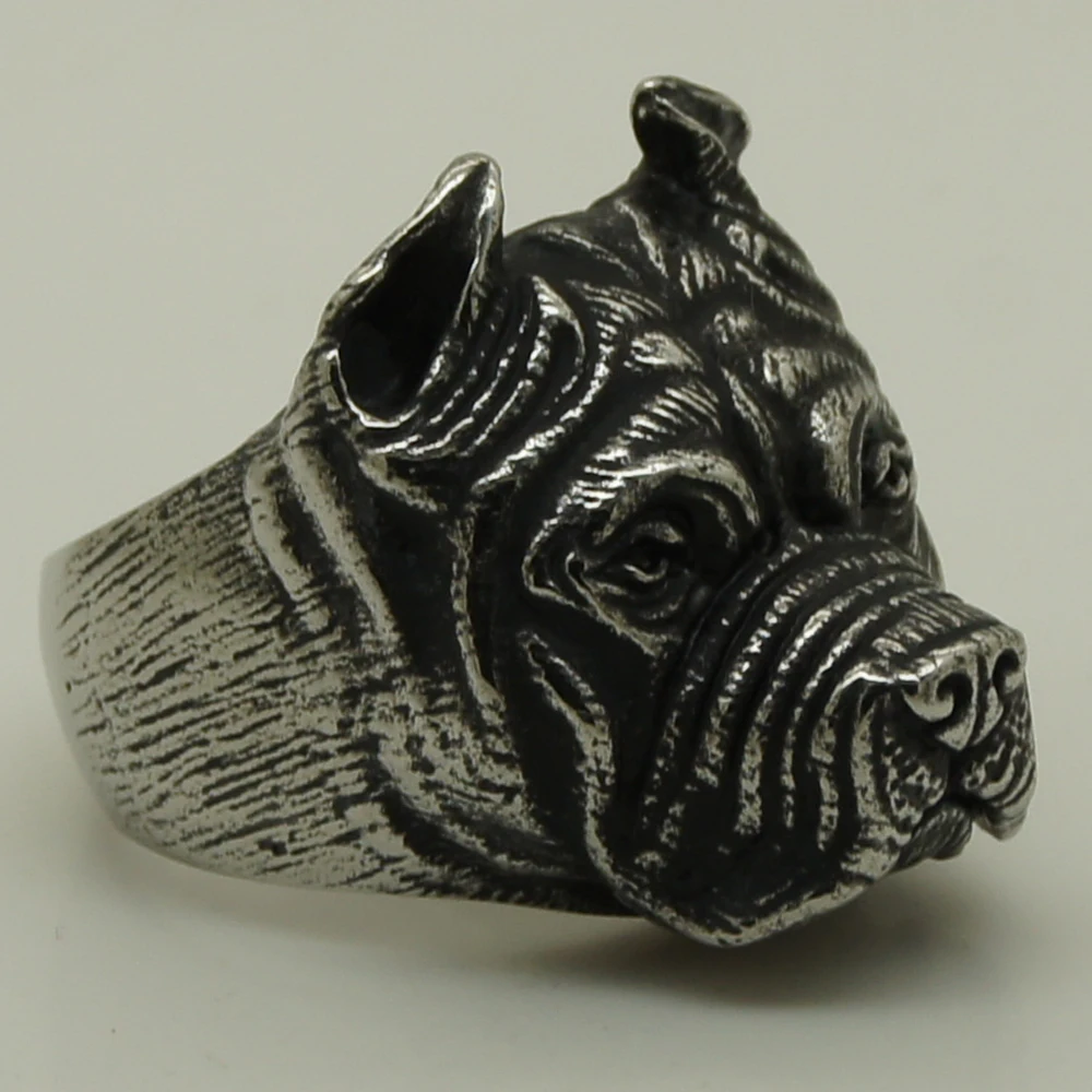 cool men/boy SharPei belldog dog 316L stainless steel ring size 8/18.7g