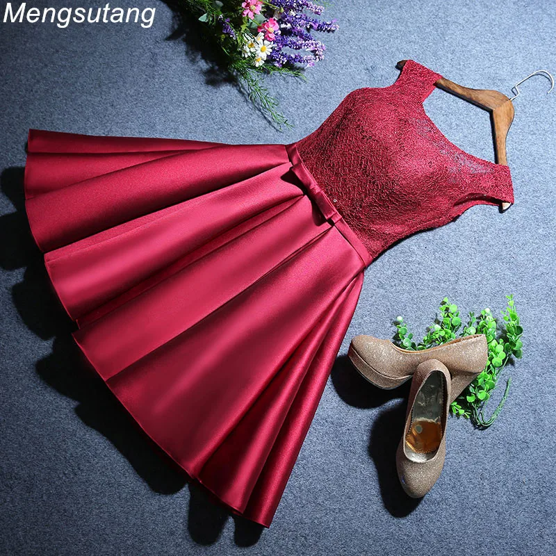 Robe de soiree vino rojo encaje sin mangas con cordones vestidos de noche vestido de fiesta vestidos de fiesta vestidos de fiesta vestidos personalizados